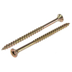 Pozisquare Countersunk Steel Wood Screw Yellow Passivated, Zinc Plated, 4mm Thread, 70mm Length