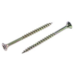 Pozisquare Countersunk Steel Wood Screw Yellow Passivated, Zinc Plated, 5mm Thread, 70mm Length