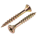 Pozisquare Countersunk Steel Wood Screw Yellow Passivated, Zinc Plated, 6mm Thread, 50mm Length