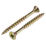Pozisquare Countersunk Steel Wood Screw Yellow Passivated, Zinc Plated, 6mm Thread, 70mm Length
