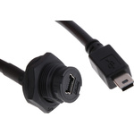 RS PRO Male Mini USB B to Female Mini USB B USB Extension Cable, 200mm
