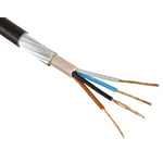 RS PRO 4 Core Black Armoured Cable With Polyvinyl Chloride PVC Sheath , SWA Galvanised Steel Wire, 53 (Non-Metallic