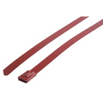 RS PRO Red Cable Tie Polyester Coated Stainless Steel Roller Ball, 200mm x 7.9 mm