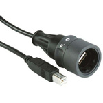 Bulgin Male USB A to Male USB B USB Cable, 3m, USB 2.0