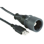 Bulgin Male USB B to Male USB A USB Cable, 5m, USB 2.0