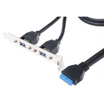 Clever Little Box Female 20 Pin Connector to 2x Mountable Female USB A USB Cable, 0.9m, USB 3.0