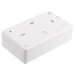 MK Electric Metalclad White Steel Back Box, BS, IP20, 2 Gangs, 147 x 86 x 38mm
