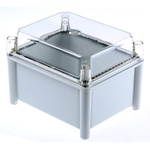 RS PRO Grey Fibreglass Enclosure, IP66, Transparent Lid, 185 x 130 x 150mm