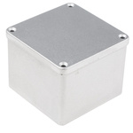 RS PRO Grey Die Cast Aluminium Enclosure, IP65, Grey Lid, 102 x 102 x 81mm