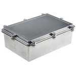 RS PRO Silver Aluminium Enclosure, IP67, Silver Lid, 262 x 182 x 90mm