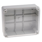 RS PRO Grey ABS Enclosure, IP55, Clear Lid, 210 x 95 x 260mm