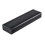 RS PRO Black Anodised Aluminium Instrument Case, 285 x 81.4 x 40mm
