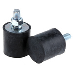FIBET Cylindrical M8 Anti Vibration Mount, Male Buffer Foot with 51.6kg Compression Load