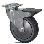 RS PRO Braked Swivel Castor Wheel, 60kg Capacity, 100mm Wheel