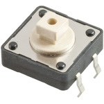 White Button Tactile Switch, Single Pole Single Throw (SPST) 50 mA @ 12 V dc 3.8mm Through Hole