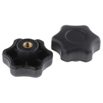 RS PRO Black Multiple Lobes Clamping Knob, M6, Threaded Hole