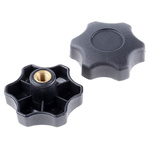 RS PRO Black Multiple Lobes Clamping Knob, M10, Threaded Hole