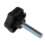 RS PRO Black Multiple Lobes Clamping Knob, M8, Threaded Stud