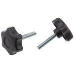 RS PRO Black Multiple Lobes Clamping Knob, M8, Threaded Stud