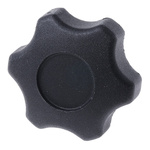 RS PRO Black Multiple Lobes Clamping Knob, M8, Threaded Stud