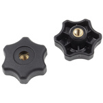 RS PRO Black Multiple Lobes Clamping Knob, M8, Threaded Through Hole