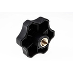 RS PRO Black Multiple Lobes Clamping Knob, M10, Threaded Through Hole