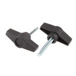 RS PRO Black Wing Clamping Knob, M6, Threaded Stud