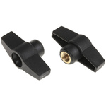 RS PRO Black 1-Arm Clamping Knob, M8, Threaded Through Hole