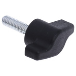 RS PRO Black Wing Clamping Knob, M6, Threaded Stud