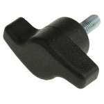 RS PRO Black Wing Clamping Knob, M5, Threaded Stud