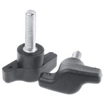 RS PRO Black Wing Clamping Knob, M8, Threaded Stud