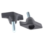 RS PRO Black Wing Clamping Knob, M8, Threaded Stud