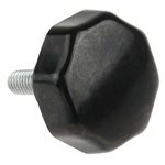 RS PRO Black Multiple Lobes Clamping Knob, M6, Threaded Stud