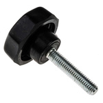 RS PRO Black Multiple Lobes Clamping Knob, M6, Threaded Stud