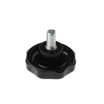 RS PRO Black Multiple Lobes Clamping Knob, M10, Threaded Stud