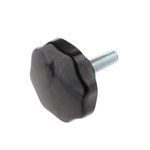 RS PRO Black Multiple Lobes Clamping Knob, M10, Threaded Stud