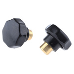 RS PRO Black Multiple Lobes Clamping Knob, M5, Threaded Hole