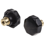 RS PRO Black Multiple Lobes Clamping Knob, M6, Threaded Hole