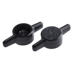 RS PRO Black 2-Arm Clamping Knob, M6, Unthreaded Hole