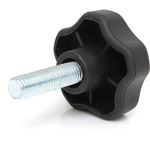 RS PRO Black Multiple Lobes Clamping Knob, M8, Threaded Stud