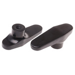 RS PRO Black 1-Arm Clamping Knob, M10, Threaded Hole