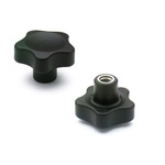 Elesa 166556 Black Glass Fibre Reinforced Polyamide Clamping Knob, M12 x 21, Threaded Hole