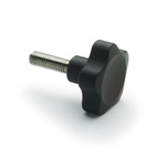 Elesa 166591 Black Glass Fibre Reinforced Polyamide Clamping Knob, M12 x 30, Threaded Stud