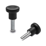 Elesa 243336-C1 Black Glass Fibre Reinforced Polyamide Round Knob, M8 x 30, Threaded Stud