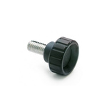 Elesa 6666 Black Polyamide Based Technopolymer Round Knob, M8 x 25, Threaded Stud
