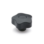 Elesa 69753-C9 Black Polypropylene Based Technopolymer Knob, M8, Threaded Through Hole
