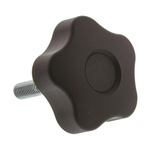 Elesa 69963 Black Multiple Lobes Clamping Knob, M8, Threaded Stud