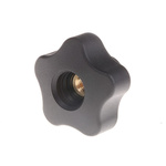 Elesa 69897 Black Multiple Lobes Clamping Knob, M6, Threaded Through Hole