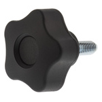 Elesa 69851 Black Multiple Lobes Clamping Knob, M6, Threaded Stud