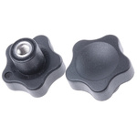 Elesa 166226 Black Multiple Lobes Clamping Knob, M6, Threaded Hole